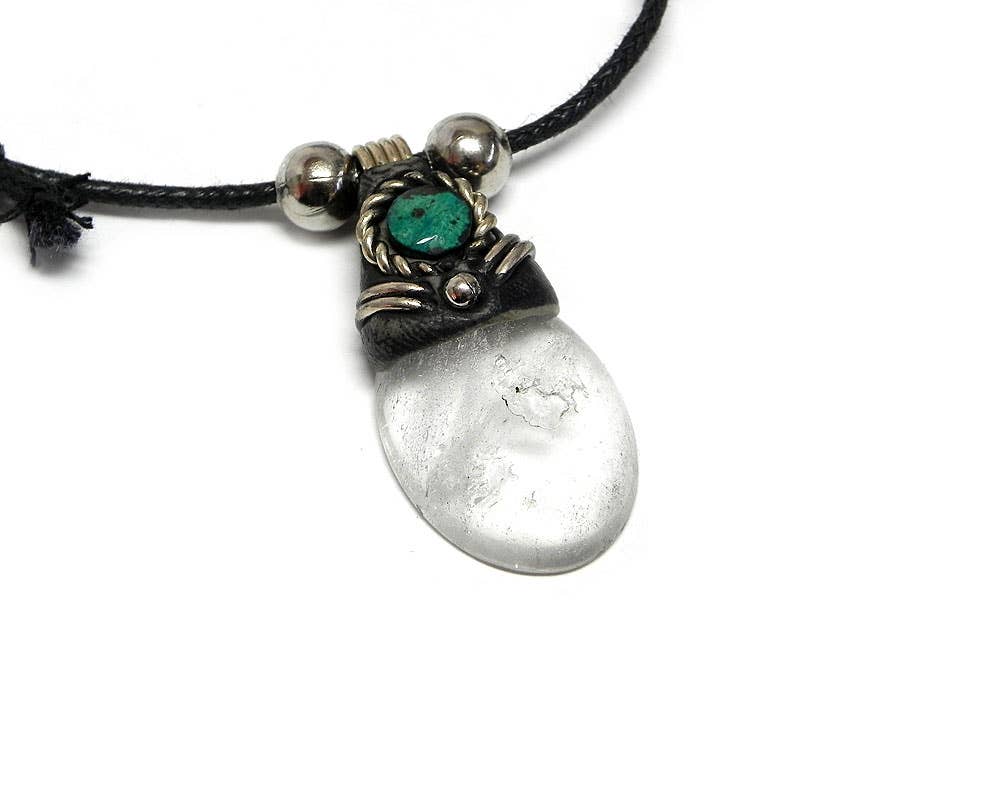 Oval Semi Precious Stone Pendant Necklace