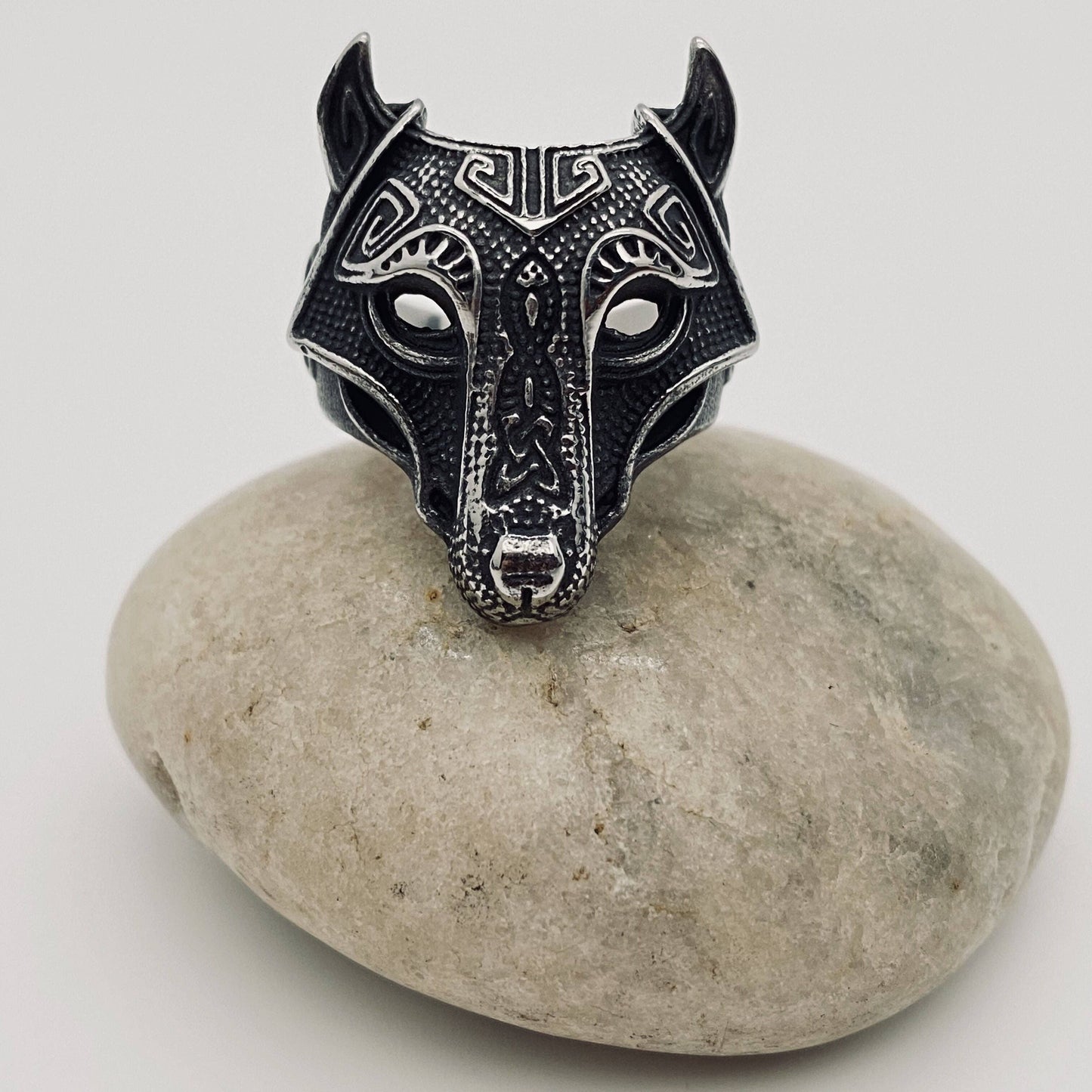 Viking Wolf Head Stainless Steel Men's Ring