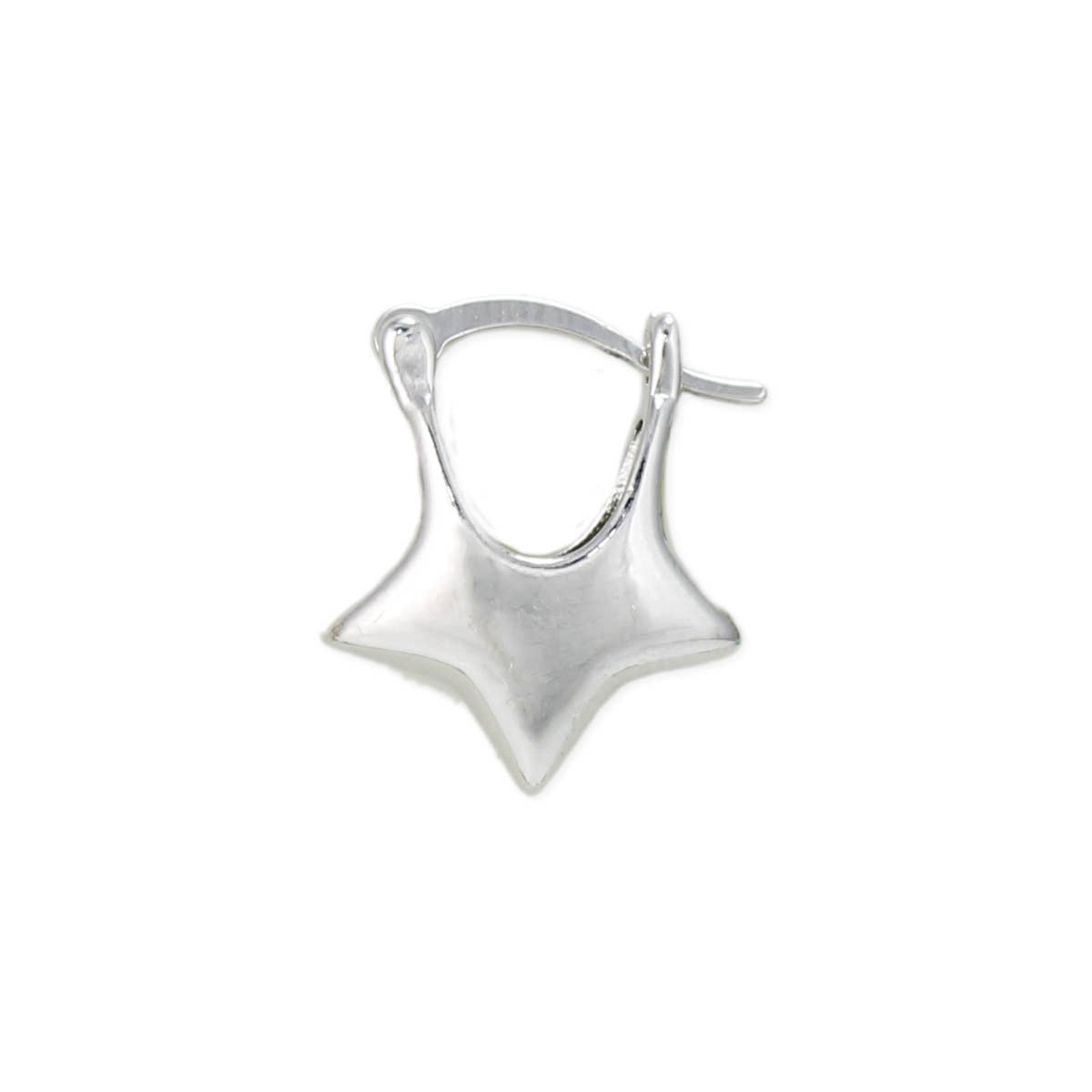 Silver Puffy Star Huggie Hoop Earrings
