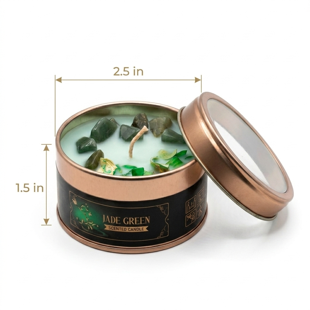 Green Jade Crystal Smudge Candle