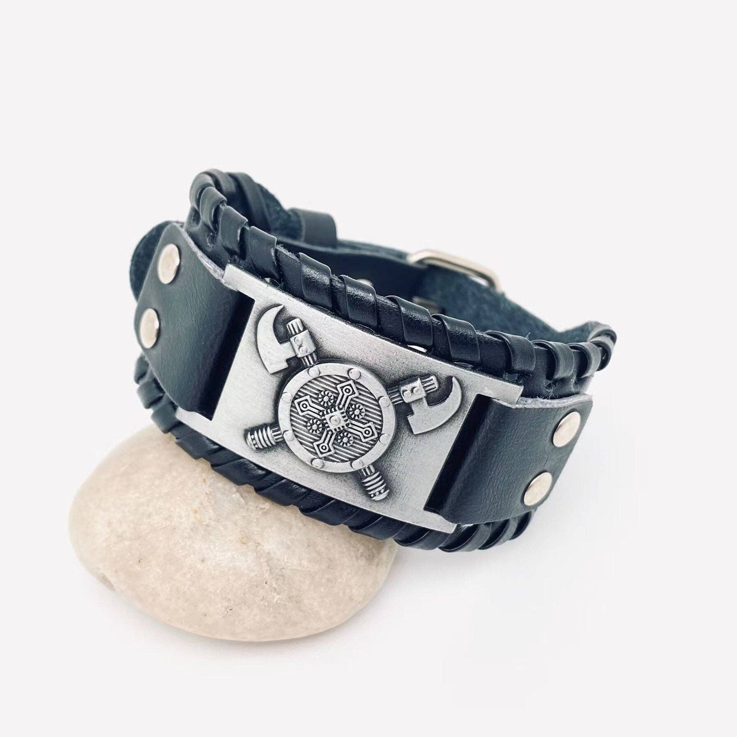 Vintage Viking Symbol Leather Bracelet