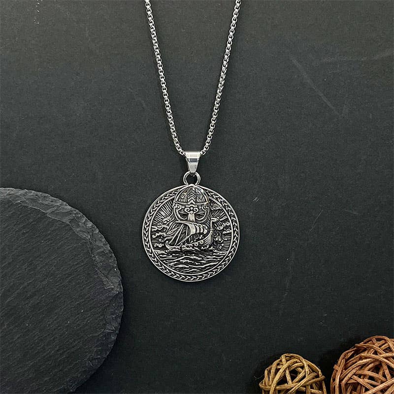 Viking Ship Titanium Necklace