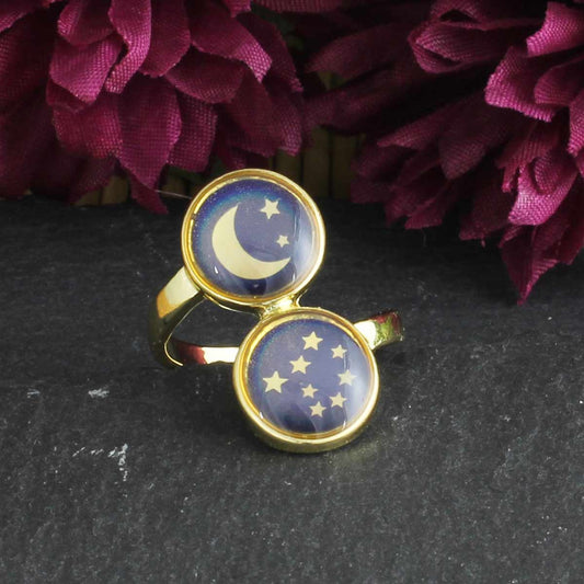 Gold Moon & Stars Mood Ring