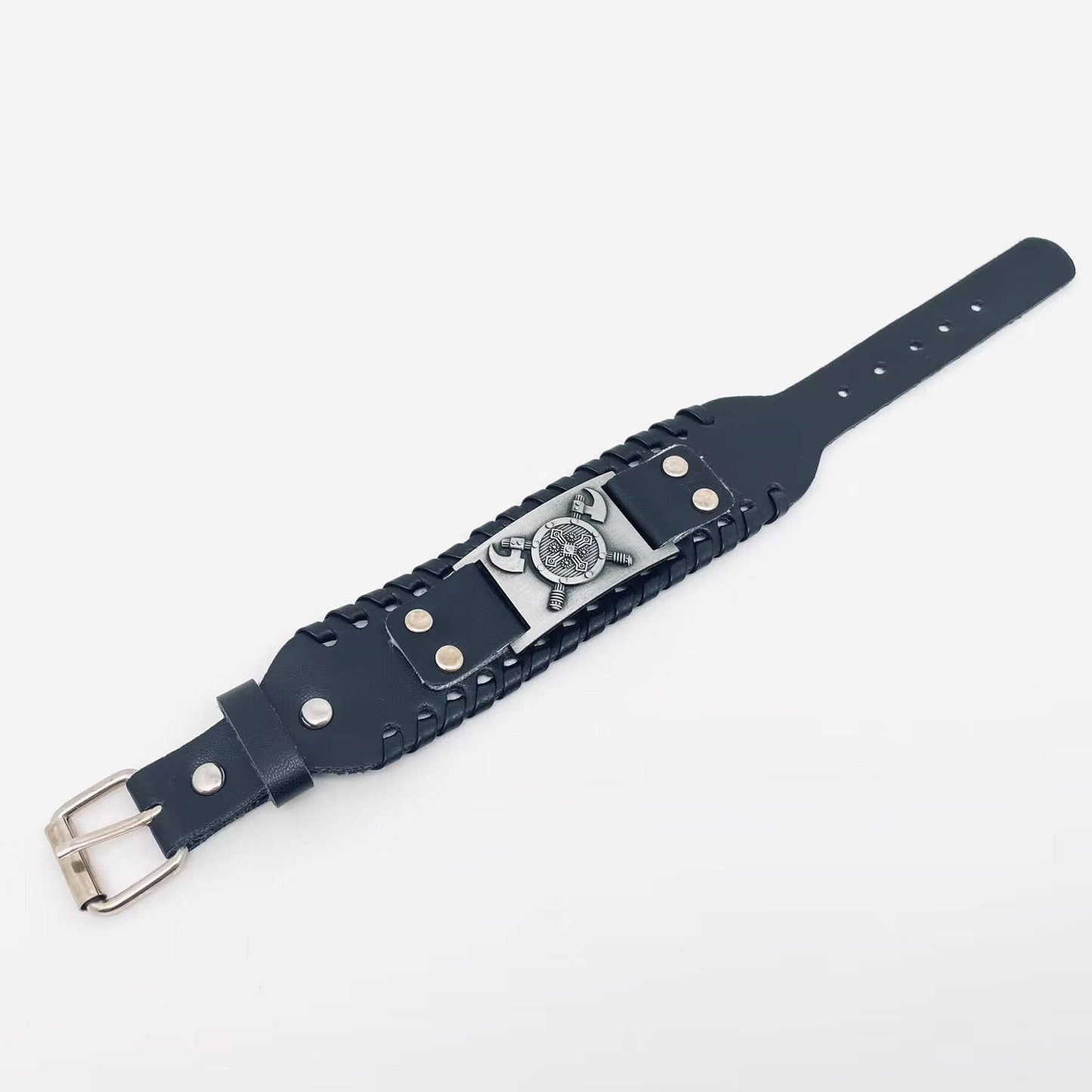 Vintage Viking Symbol Leather Bracelet