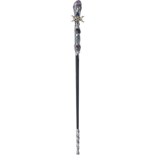 Magick Wand - Silver Triple Moon w/ Amethyst