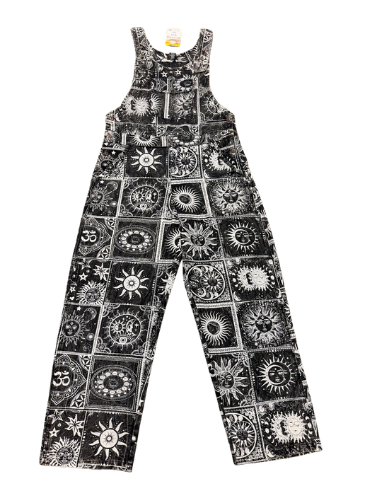 Cotton Sun Moon Patch Design Jumpsuit Overalls