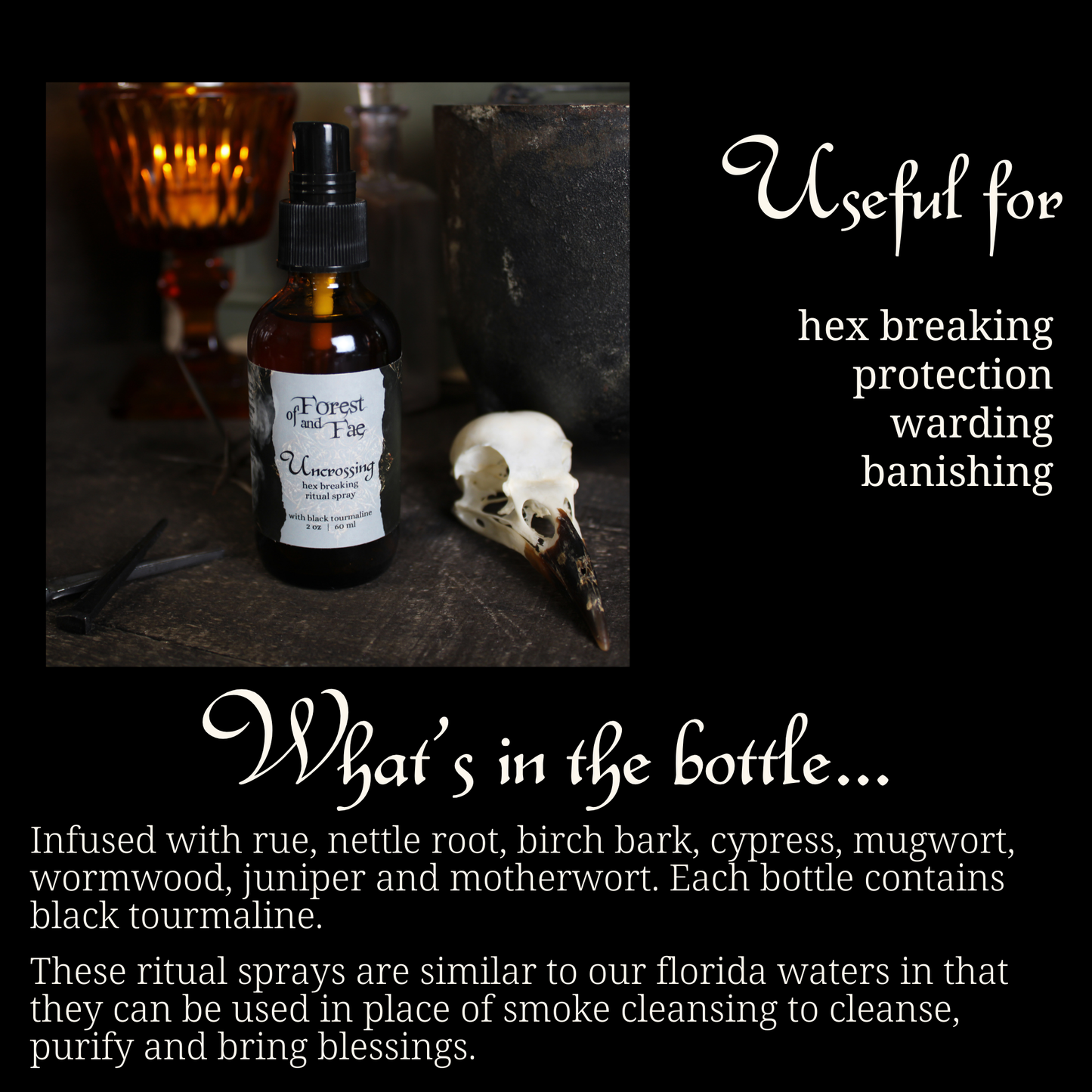 Uncrossing Hex Breaking Spray • Crystal Infused • Witchcraft