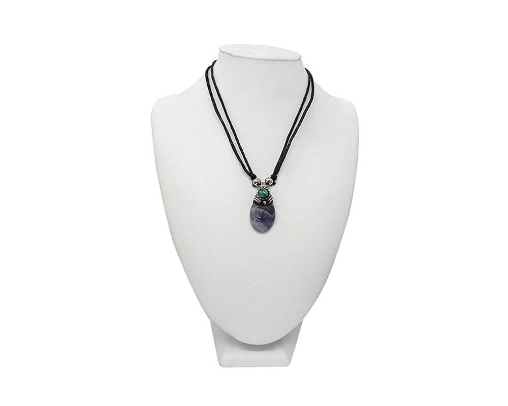 Oval Semi Precious Stone Pendant Necklace