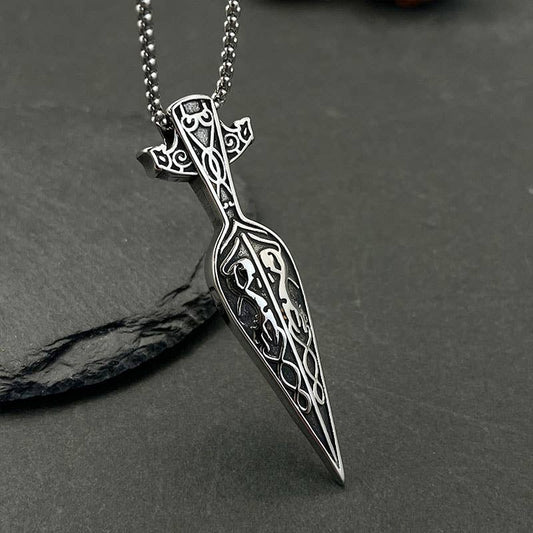 Vintage Viking Jewelry Sword Spear Pendant Necklace