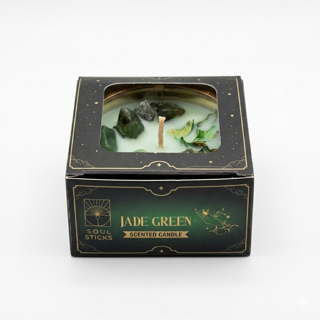 Green Jade Crystal Smudge Candle