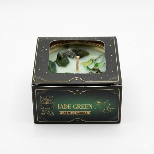Green Jade Crystal Smudge Candle