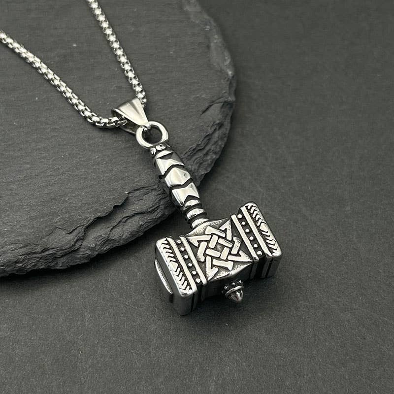 Retro Viking Thor's Hammer Pendant Necklace