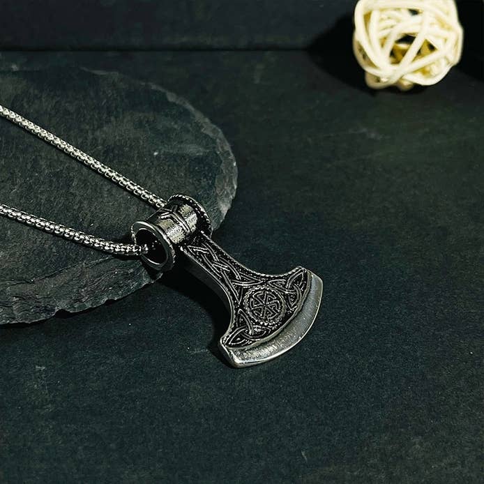 Vintage Viking Mythology Axe Pendant Necklace