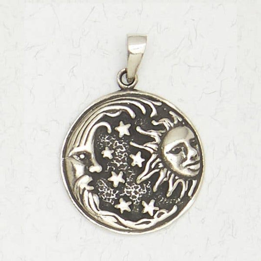 Pewter Pendant Necklace - Sun & Moon