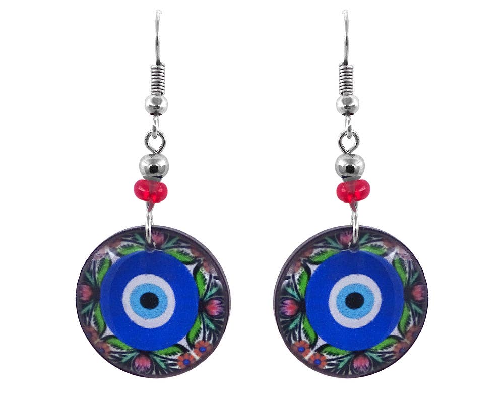 Acrylic Evil Eye Nazar Dangle Earrings