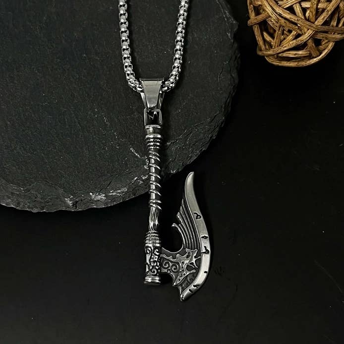 Vintage Viking Mythology Axe Pendant Necklace