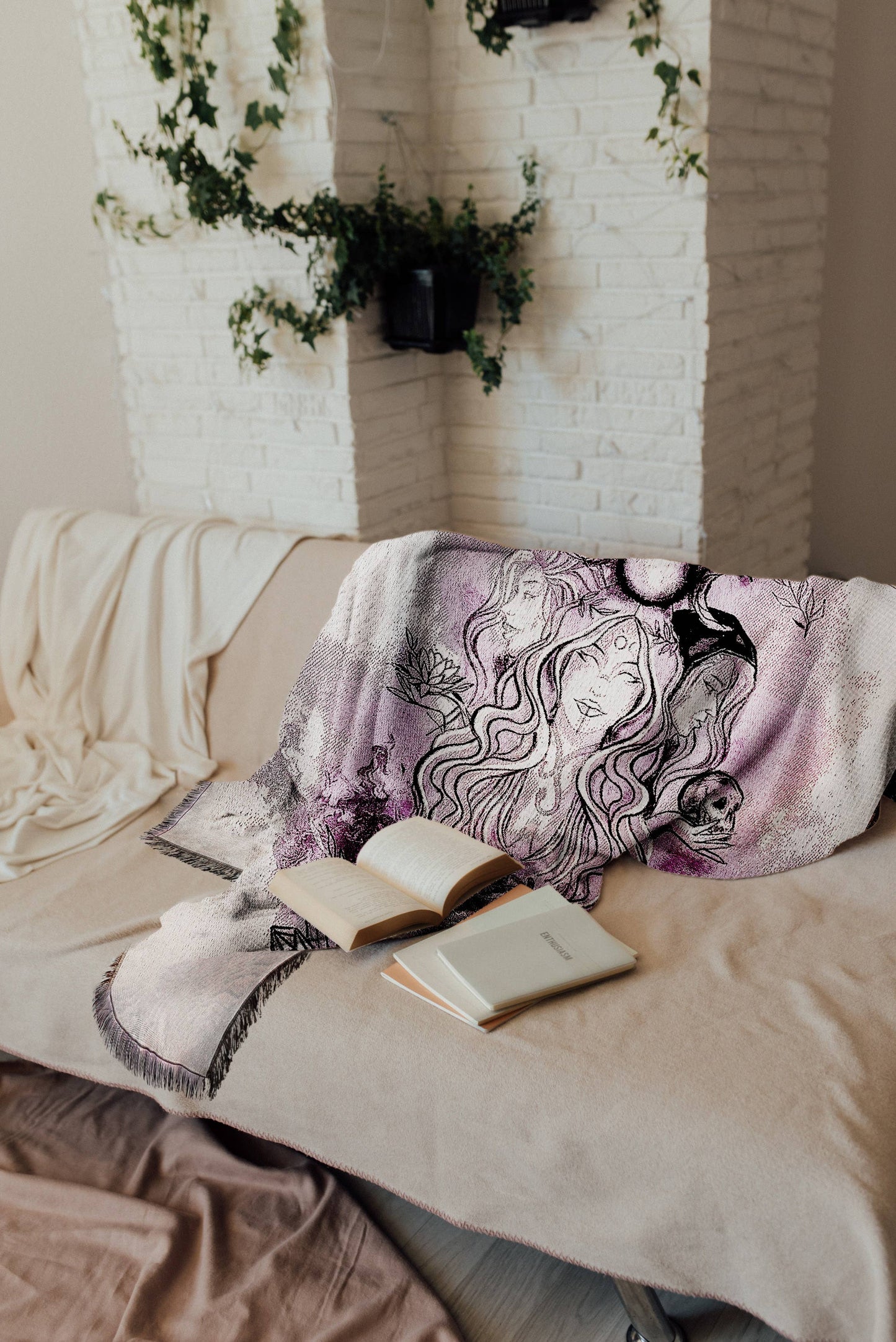 Cotton Heavy Throw w/ Fringe - Triple Goddess
