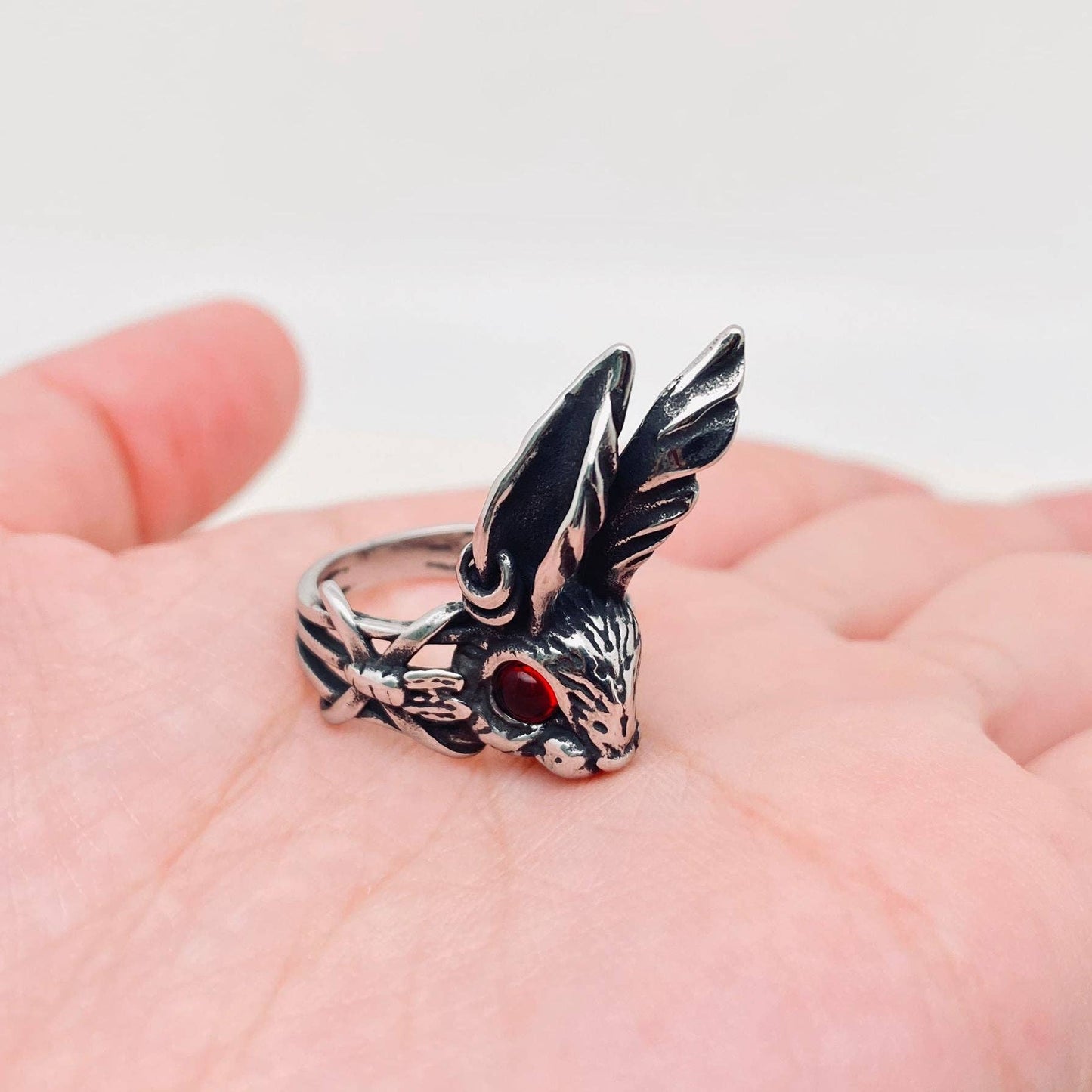 Unisex Vintage Devil Rabbit Stainless Steel Ring
