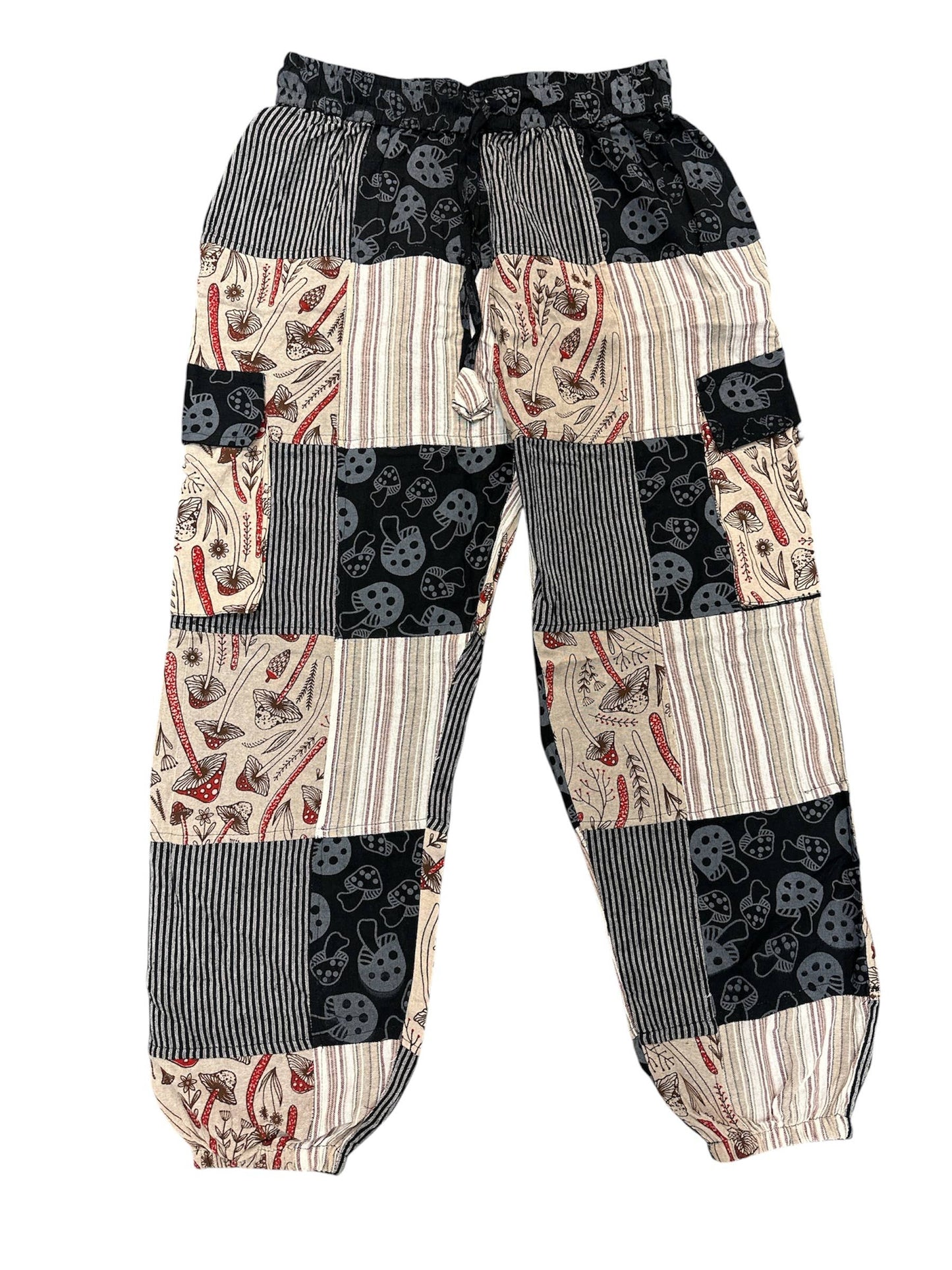 Cotton Multi Color Patchwork Gray Mushroom Yoga Pant