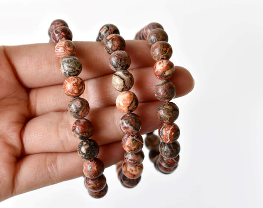 Leopard Skin Jasper Stone Bracelet 4mm