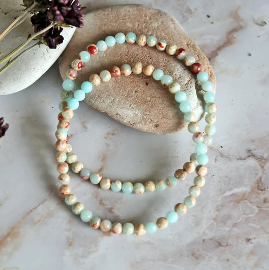 Snake Skin Jasper Stone Bracelet 4mm