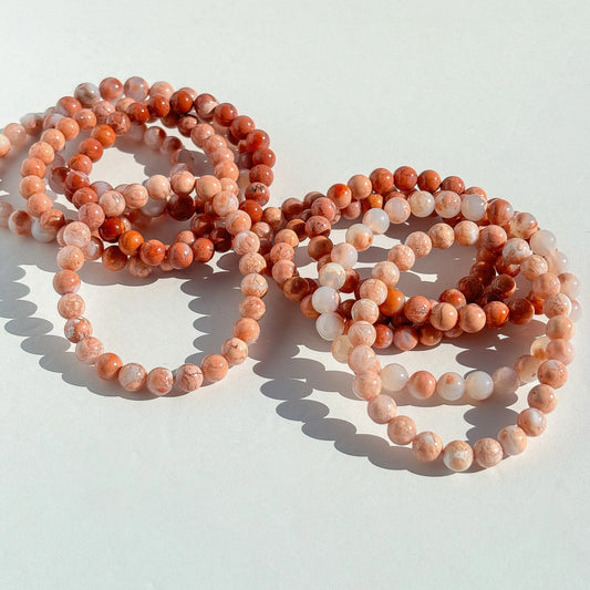 Cotton Candy Pink Agate Stone Bracelet 6mm