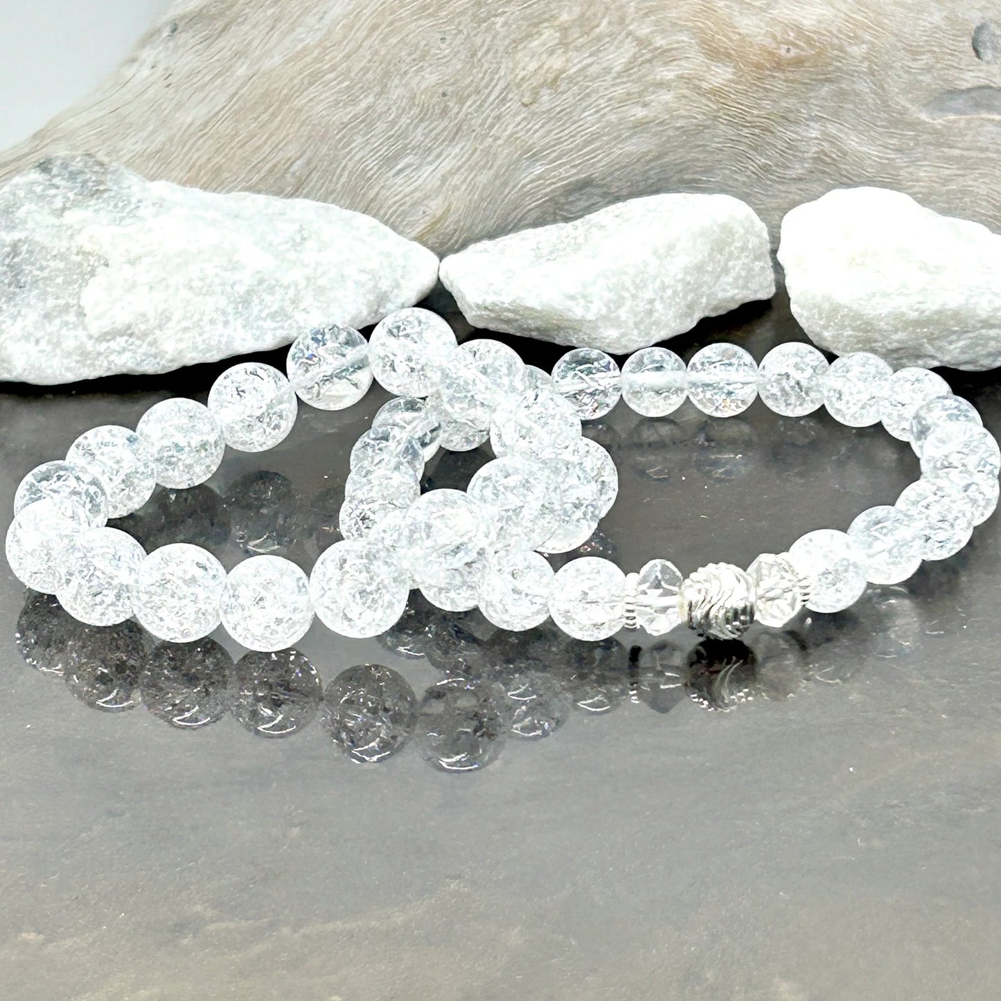 Crackle Quartz Stone Bracelet 10mm