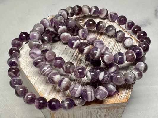 Chevron Amethyst Stone Bracelet 8mm