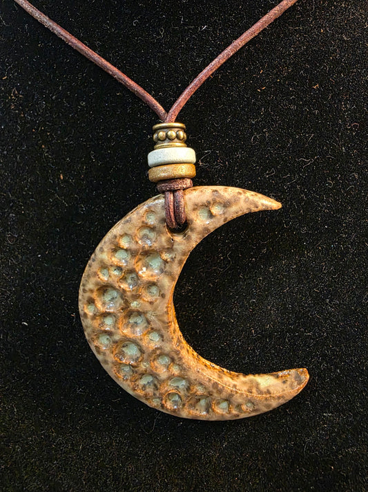 Handmade Pottery Necklace Moon 4