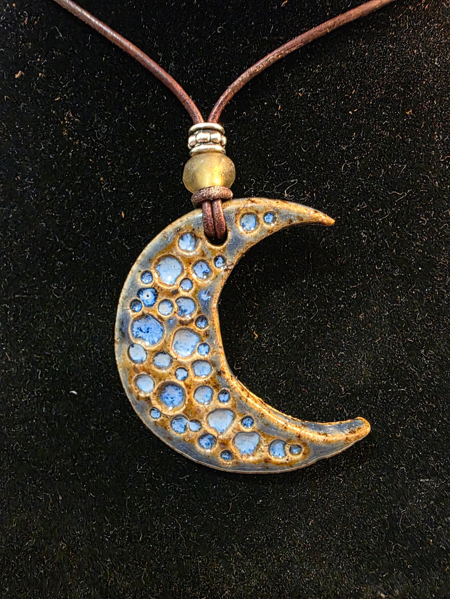 Handmade Pottery Necklace Moon 2