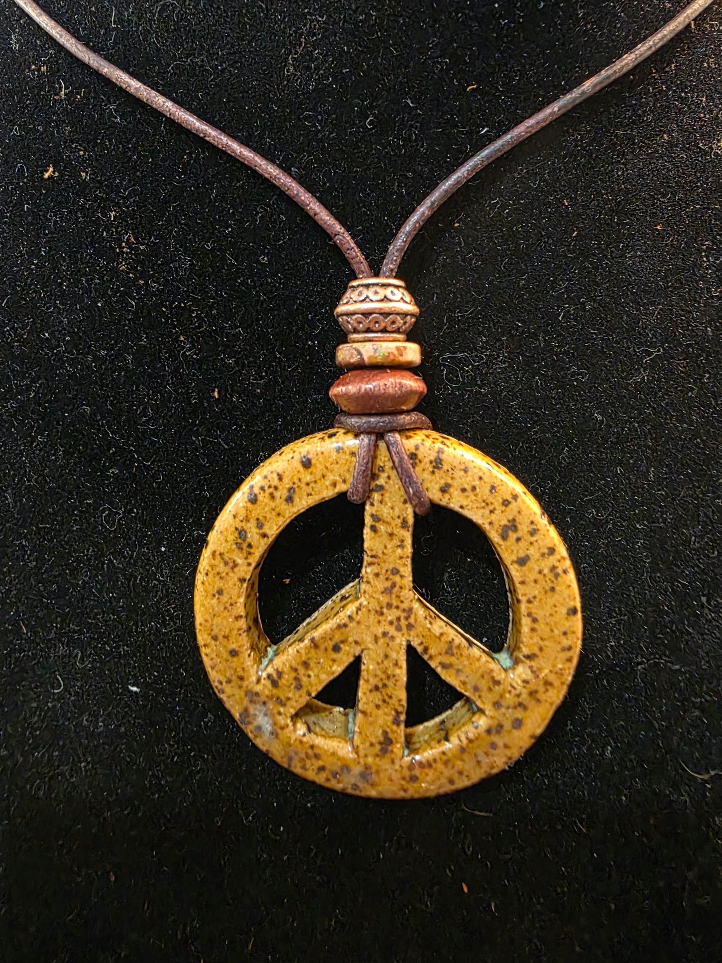 Handmade Pottery Necklace Style-Peace Sign 2