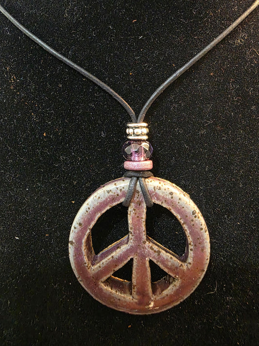 Handmade Pottery Necklace Style-Peace Sign 6