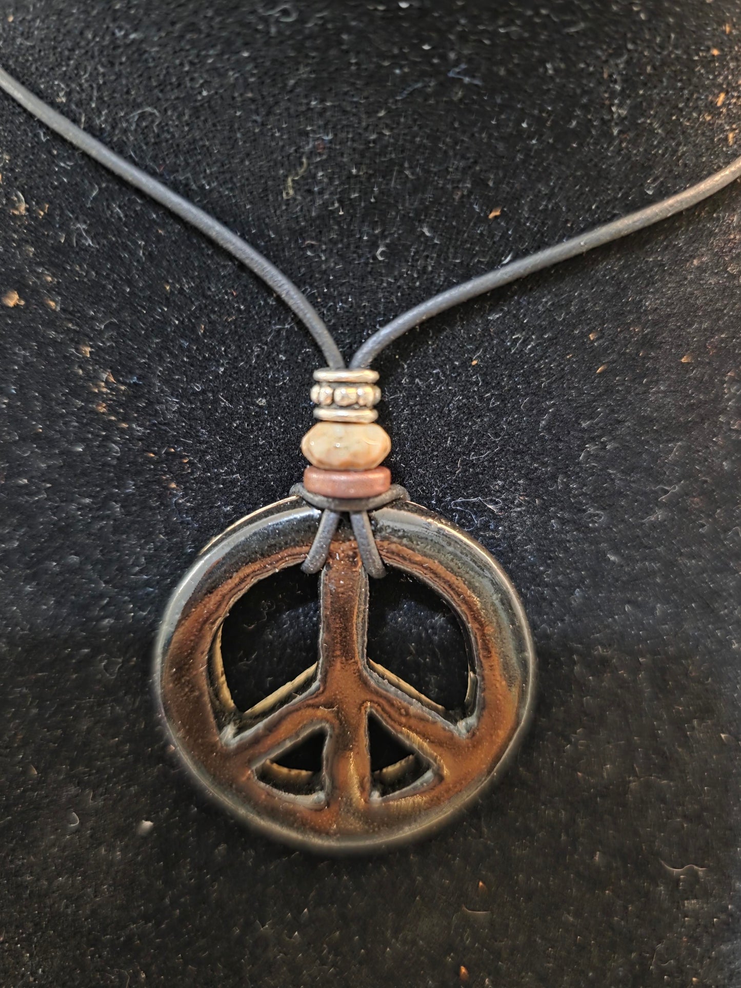 Handmade Pottery Necklace Style-Peace Sign 7