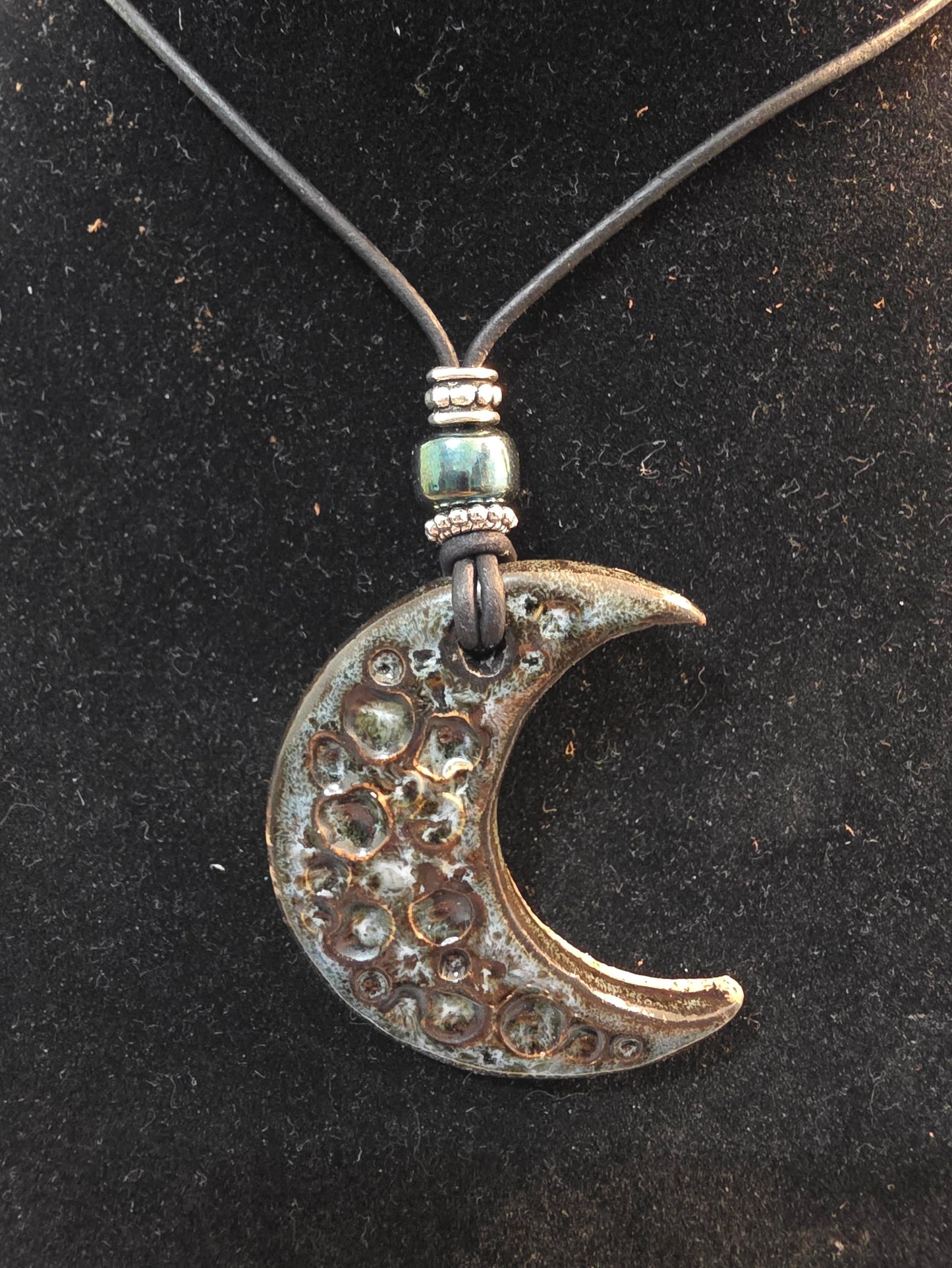 Handmade Pottery Necklace Moon 3