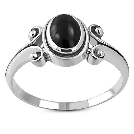 Black Onyx, Ethnic Sterling Silver Ring