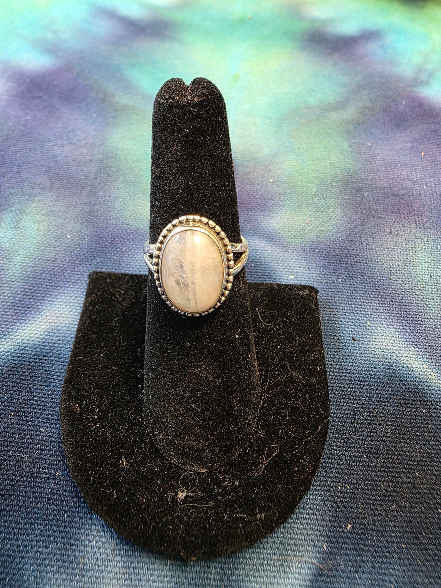 Rainbow Moonstone Sterling Silver Ring