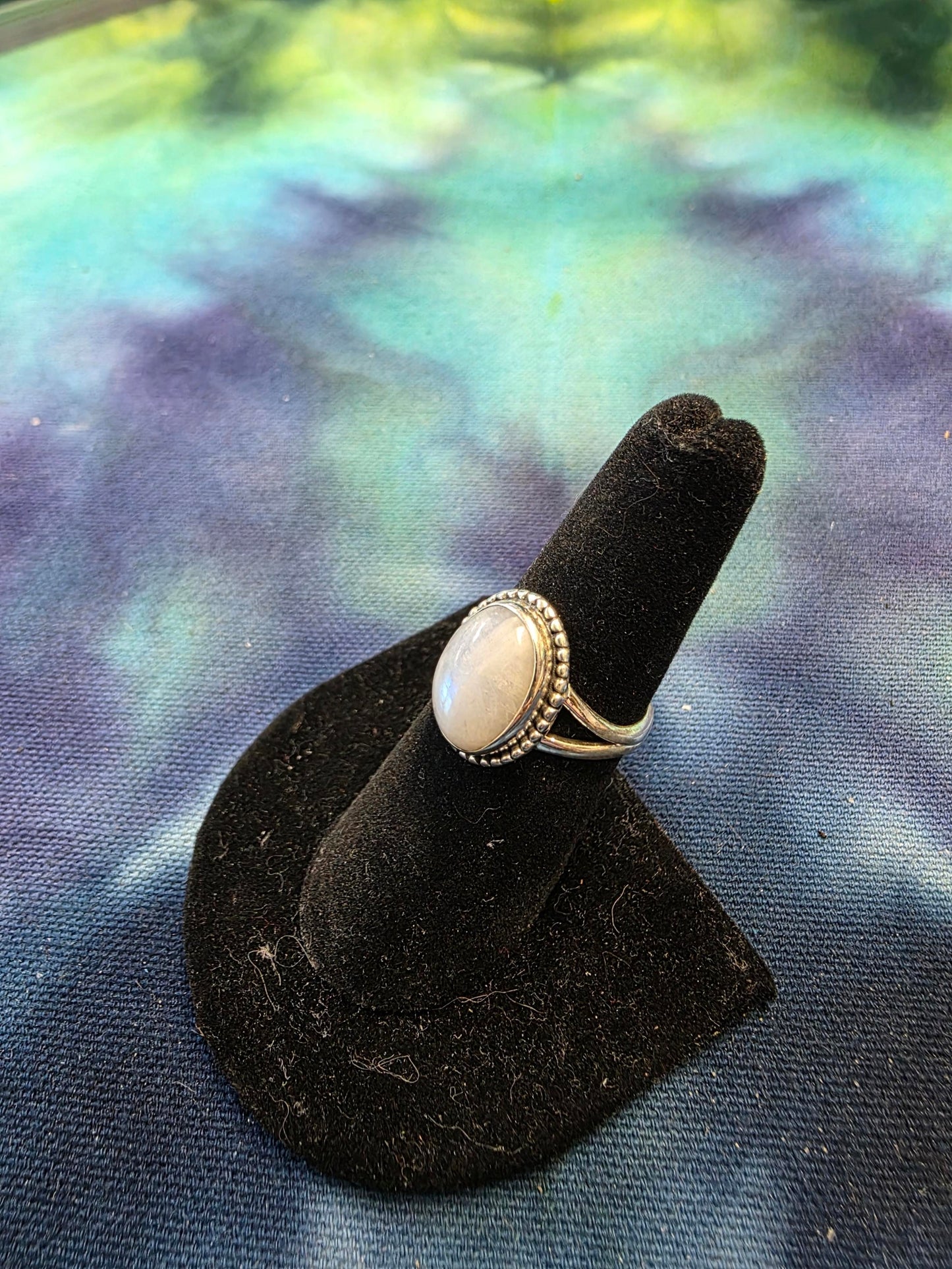Rainbow Moonstone Sterling Silver Ring