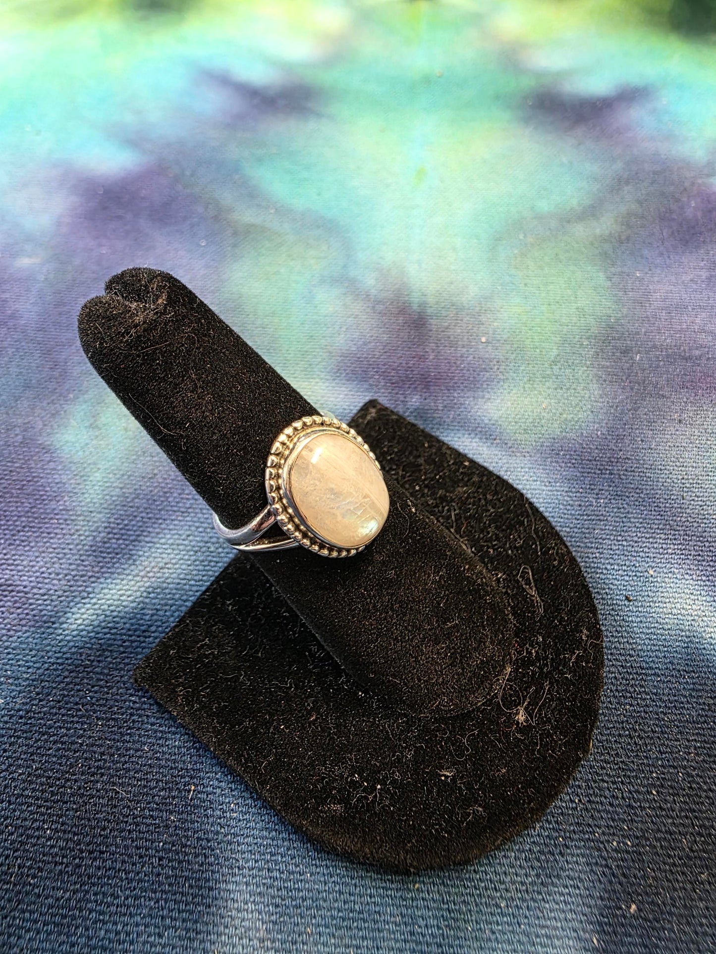 Rainbow Moonstone Sterling Silver Ring
